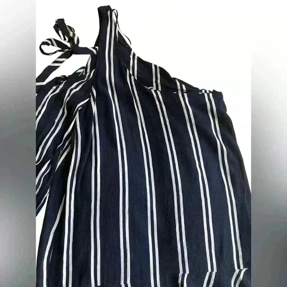 Zara Women's One Shoulder Blue & White Stripe Short Dress - Picture 7 of 10